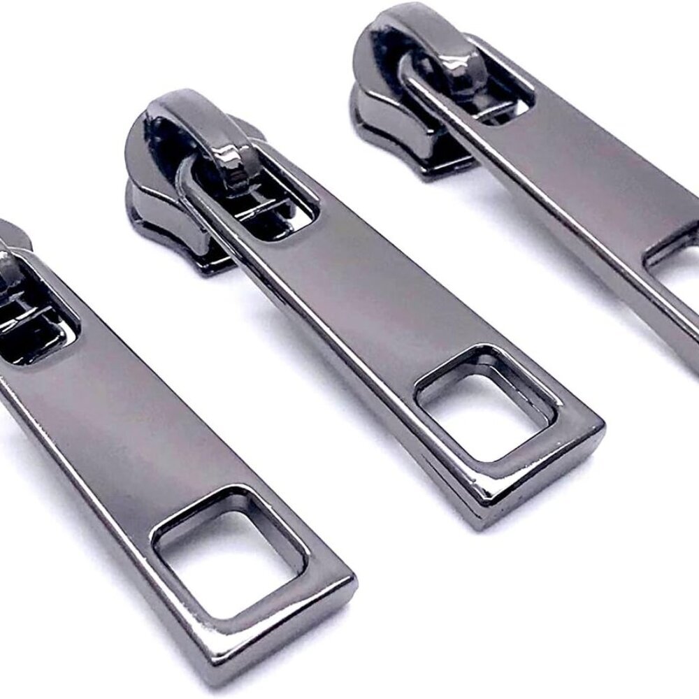 Zipper Pulls 50pcs Metal Gunmetal Zipper Pull Slider Head Bulk for Nylon Coil Zi